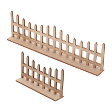 3Sets Mini Garden Fence Models Durable Beige Pine Wood Decoration