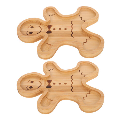 4Pcs Gingerbread Shaped Bamboo Tray Festive Snack and Cheese Board 1