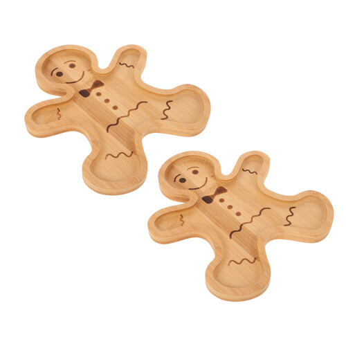 4Pcs Gingerbread Shaped Bamboo Tray Festive Snack and Cheese Board 2