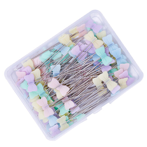 100Pcs Bowknot Head Flat Pins Assorted Colors for Sewing and Craft 1