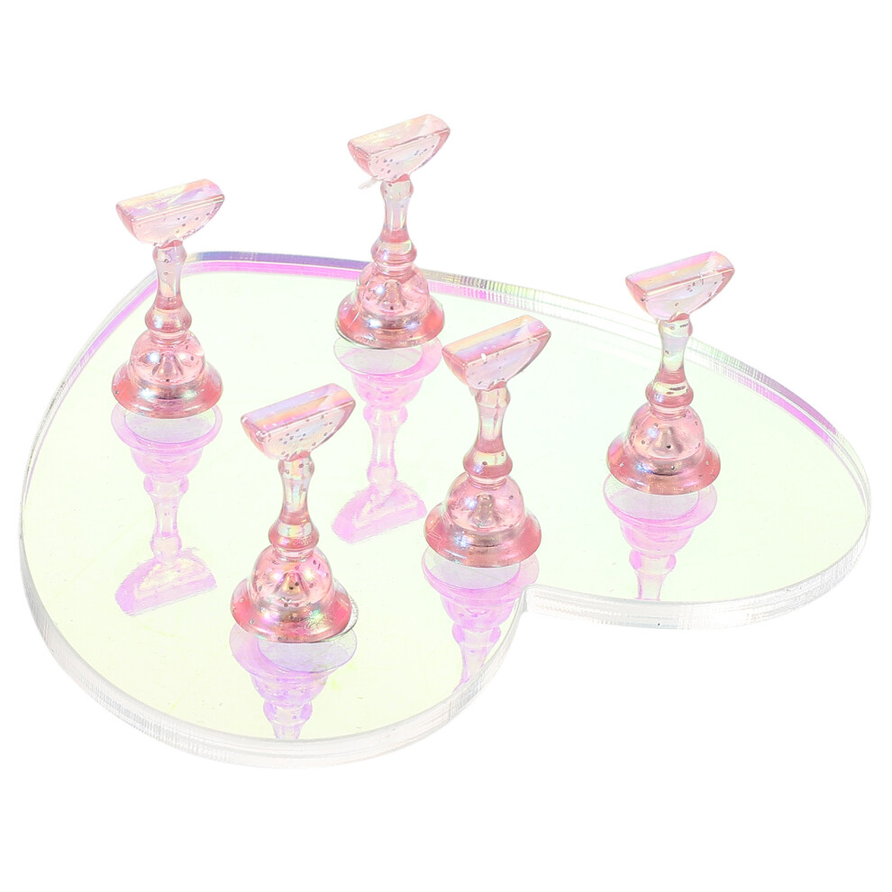 Solustre Blue 3Pcs Acrylic Nail Display Stand For Home Practice And Nail Art