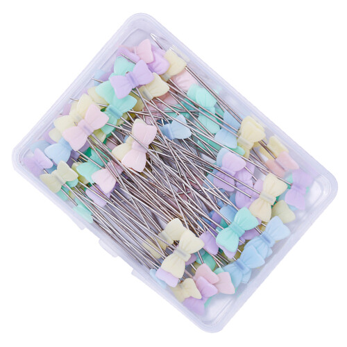 100Pcs Bowknot Head Flat Pins Assorted Colors for Sewing and Craft 2