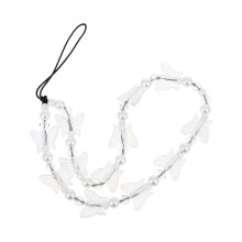 2Pcs Transparent Phone Charm Butterfly Lanyard Decorative Chain Strap