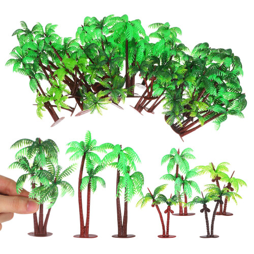 93Pcs Lightweight Plastic Palm Tree Models Green Tropical Miniatures 1