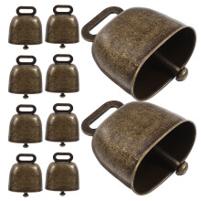 30Pcs Rustic Golden Iron Cow Bells Portable Bells for Farm Outdoor Use
