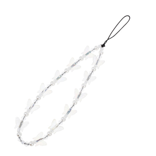 2Pcs Transparent Phone Charm Butterfly Lanyard Decorative Chain Strap 1