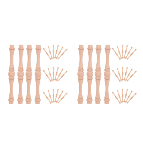 50Pcs Solid Wood Stair Balusters Beige Unpainted Spindles Home Decor 2