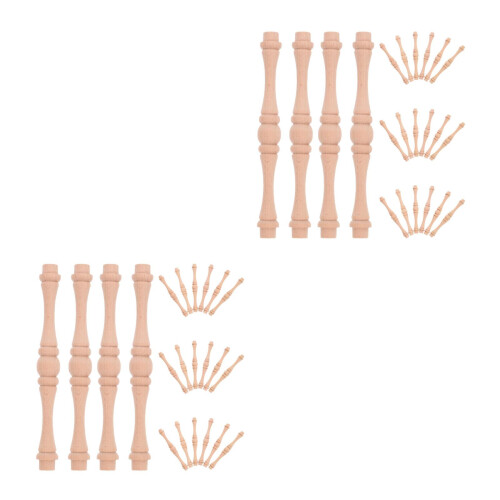 50Pcs Solid Wood Stair Balusters Beige Unpainted Spindles Home Decor 1