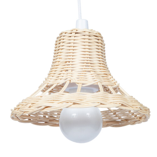 2Pcs Simple White Rattan Woven Pendant Light for Home Decor