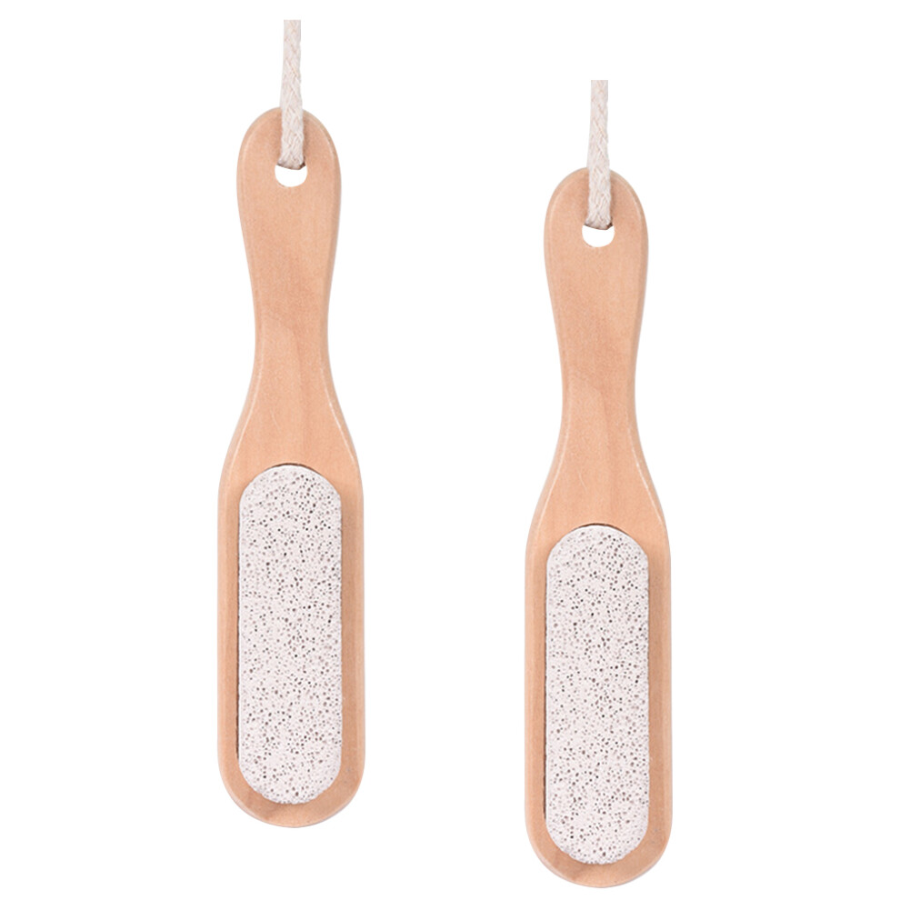 Villcase White 4Pcs Nail Pumice Stone Brushes Bamboo Nail Cleaner Set