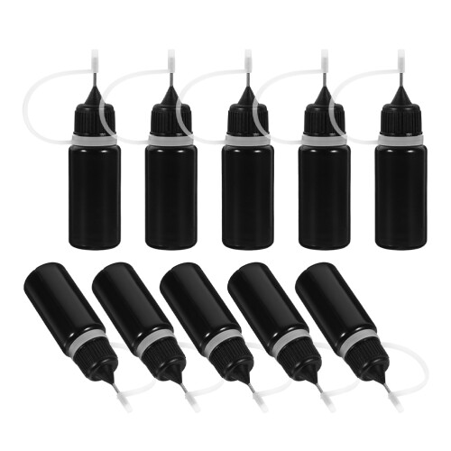 45Pièces Bouteilles Plastique Noires Pointe Fine Pour Colle 2