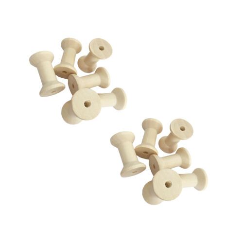 20Pcs Solid Wood Sewing Bobbins Beige Spools for Thread and Craft Use 1