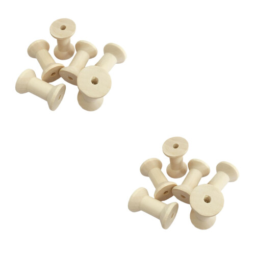 20Pcs Solid Wood Sewing Bobbins Beige Spools for Thread and Craft Use 2