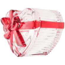2Pcs Red Glass Heart Jewelry Box Clear Candy Bowl with Lid Storage Jar