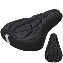 8Pcs Padded Bike Seat Covers Black Fabric Breathable Cushion for Men