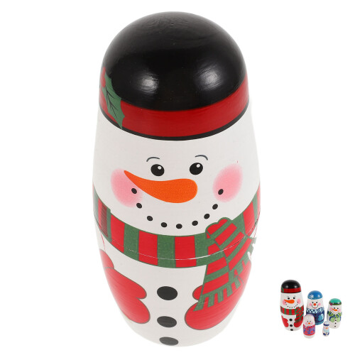 2St Handgeschilderde Sneeuwpop Nesting Dolls Kleurrijk Decor