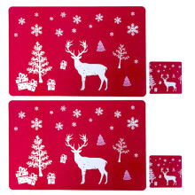 24St Set Kunststof Placemats En Kerst Onderzetters Multi Kleurig