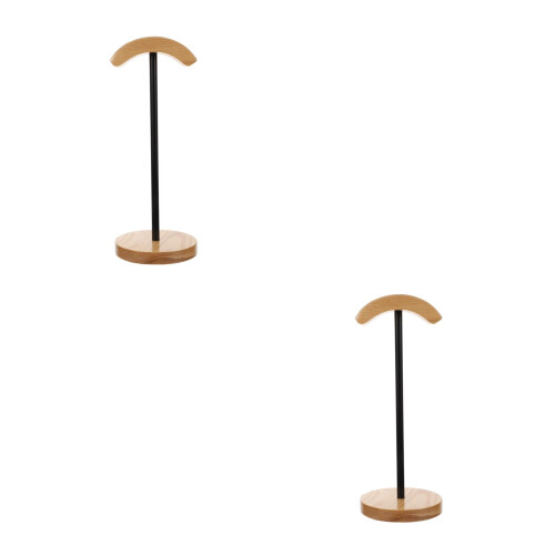 2St Desktop Headset Standaard Van Khaki Hout, Compact En Krasvrij 2