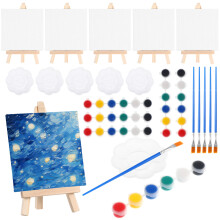 18Sets Draagbaar Mini Schilderset Canvas En Easel Voor Volwassenen