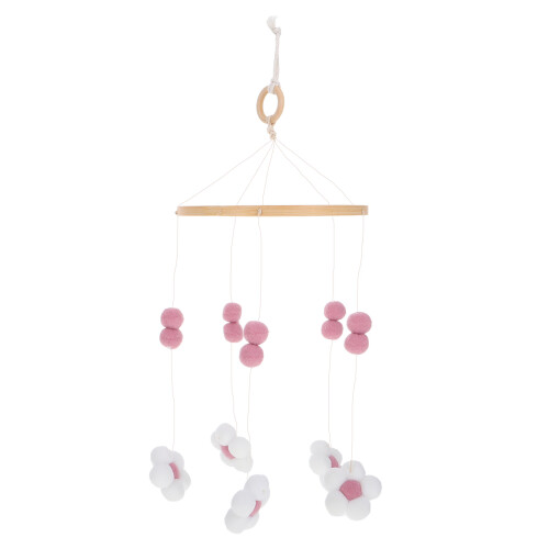 2Pièces Mobile Berceau Rose En Bois Avec Décoratives