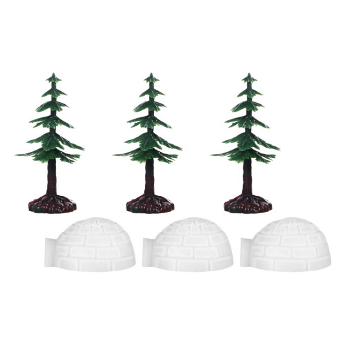 12Pcs Plastic Mini Igloo and Artificial Christmas Tree Set 1