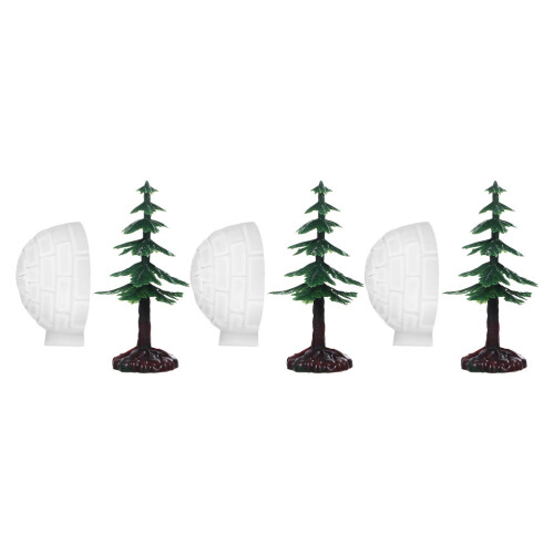 12Pcs Plastic Mini Igloo and Artificial Christmas Tree Set 2