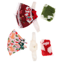 4Sets Gebreide Kerst Poppenkleding Set Roodgroen Voor Bjd 16-17Cm