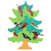 5Ensembles Blocs De Puzzle Éducatif 3D En Bois Vert Arbre Et Oiseaux