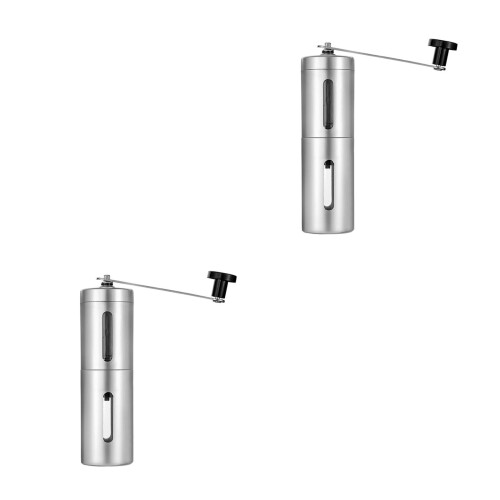 2Pcs Hand Coffee Grinder Stainless Steel Bean Mill Adjustable Burr 2