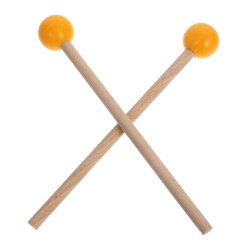 4Pairs Orange Drum Mallets Wooden Rubber Tips Percussion Sticks Set 2