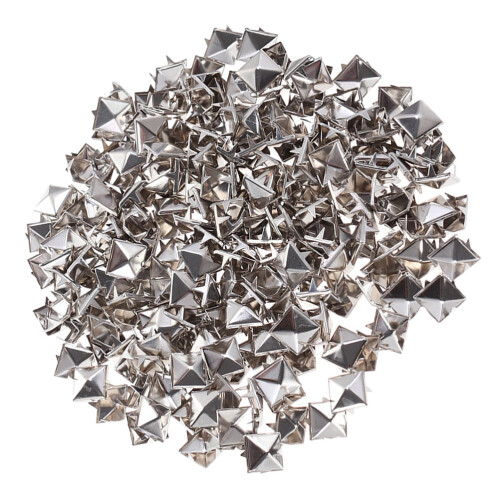 200Pcs Silver Metal Studs Rivets Square Spikes for Punk Crafts 1