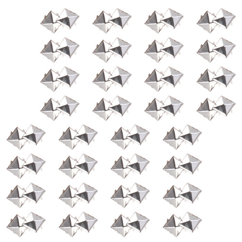 200Pcs Silver Metal Studs Rivets Square Spikes for Punk Crafts 2