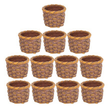 48Pcs Mini Woven Baskets Light Brown Plastic Handwoven Dollhouse Decor