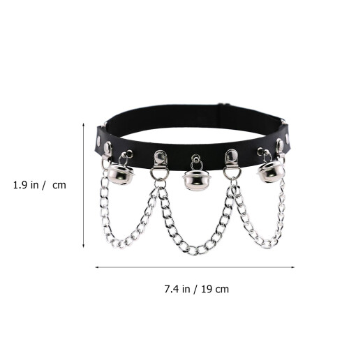 2St Elastische Zwarte Leg Loop Met Metalen Ketting Punk Accessoire 2