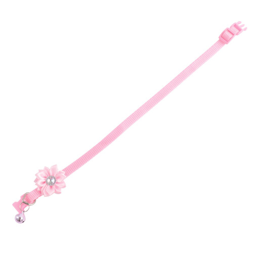 2Pièces Collier Pour Animal De Compagnie Rose, Durable Avec Clochette 1