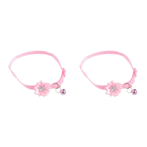 2Pièces Collier Pour Animal De Compagnie Rose, Durable Avec Clochette 2