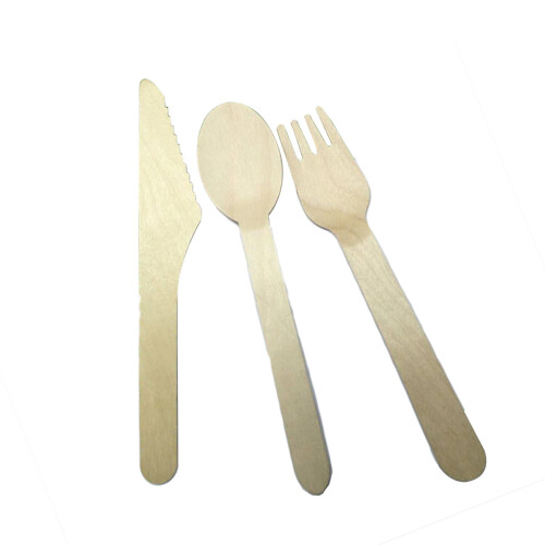 200Pièces Couverts Jetables Bois Assortis Usage Cuisine