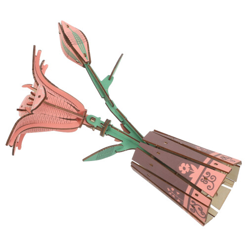 4Ensembles Jeu Puzzle Bois 3D Artisanal Pot Lily DIY