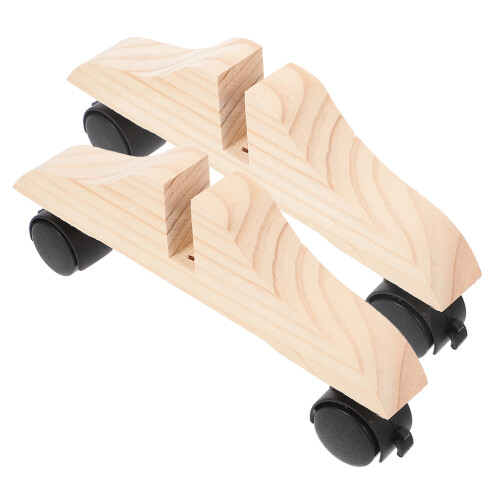 4Pièces Support Mobile En Bois Beige Pour Écran De Séparation
