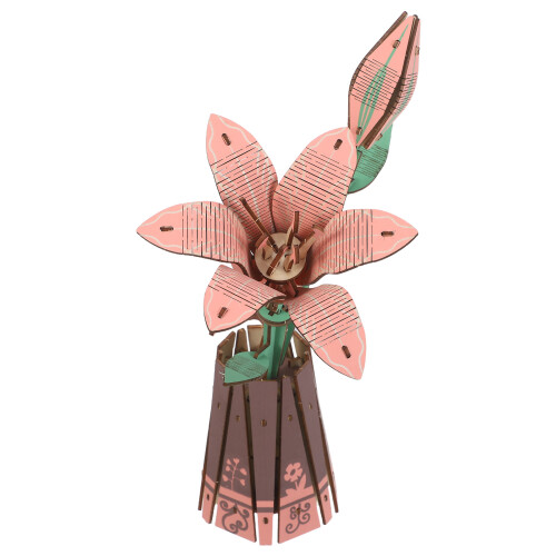 4Ensembles Jeu Puzzle Bois 3D Artisanal Pot Lily DIY 1