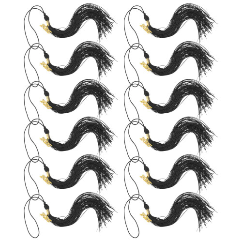 48Pcs Black Graduation Tassel Charms Durable Polyester Cap Decorations 2