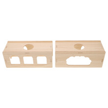 8Pcs Wooden Small Animals Hideout Hamster Exploring House Light Yellow