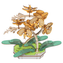 Montage Puzzle Bois Phalaenopsis Bouquet Fleurs Artificielles DIY