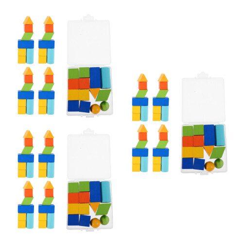 210Pièces Blocs De Construction Géométriques Jouets Educatifs Bois 2