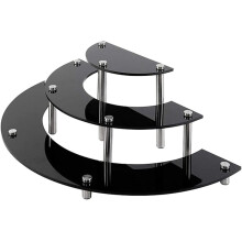 Espositore per Alzate nel Acrilico, Supporto per Espositore per Cupcake Nero un 3 Livelli Scaffale per Organizer per Supporto per Dessert un Mezzaluna