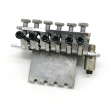 Electric Guitar Double Locking Vibrato System, 6-String Base, R2 42/R3 43mm Nut, Chrome Plated Silver