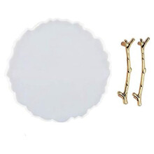 Epoxidharz-Set für AnfäNger, 25,4 Cm, Obstteller, UnregelmäßIge Runde Silikonharz-Tablettform mit 2 Goldenen Griffen