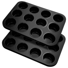 Muffin Tray, Pack of 2 Carbon Steel Muffin Tray for 12 Muffins, Non-Stick Coated Muffin Baking Mould, Muffin Tray