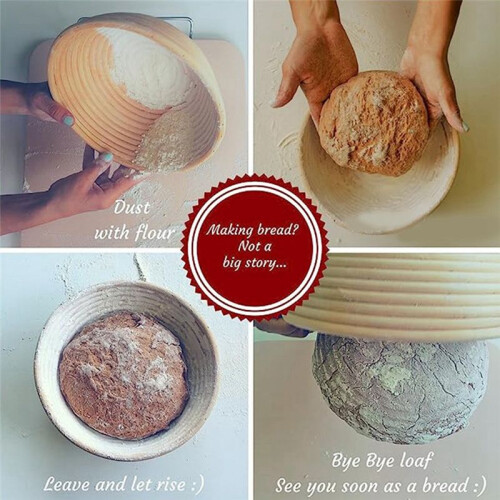 Round Proofing Basket, Easy to Bake Bread, Bread Fermentation, Bread Basket with Washable Cloth 2