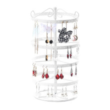 Wrought Iron Four-Story Rotating Jewelry Rack Jewelry Rack Earring Earring Bracelet Display Rack White